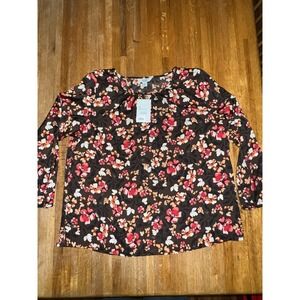 Croft & Barrow Women XL Petite Multi Floral 3/4 Sleeve Shrink Resistant Blouse